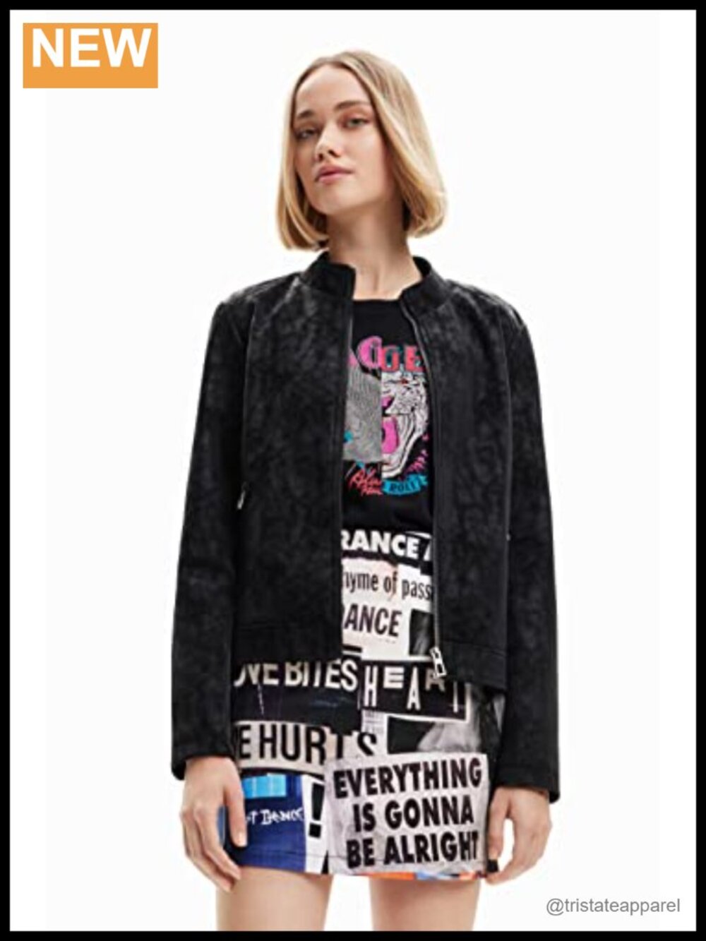 Desigual Quilted PU Coat Water Resistant Long Sleeve Zipper